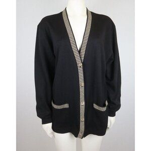 CATHY DANIELS - WOMEN'S BLACK LIGHT WEIGHT CARDIGAN SWEATER - SIZE M